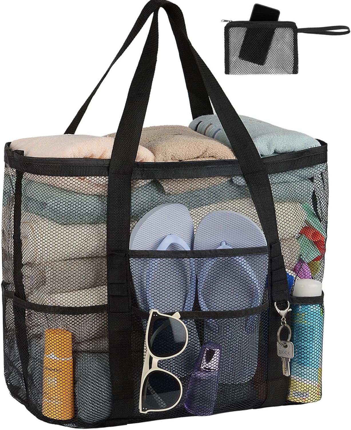 iminuo Mesh Beach Bag Waterproof Sandproof - Large Tote Pool Bag for Women Vacation Essentials Beach Accessories iminuo Mesh Beach Bag Waterproof Sandproof - Large Tote Pool Bag for Women Vacation Essentials Beach Accessories