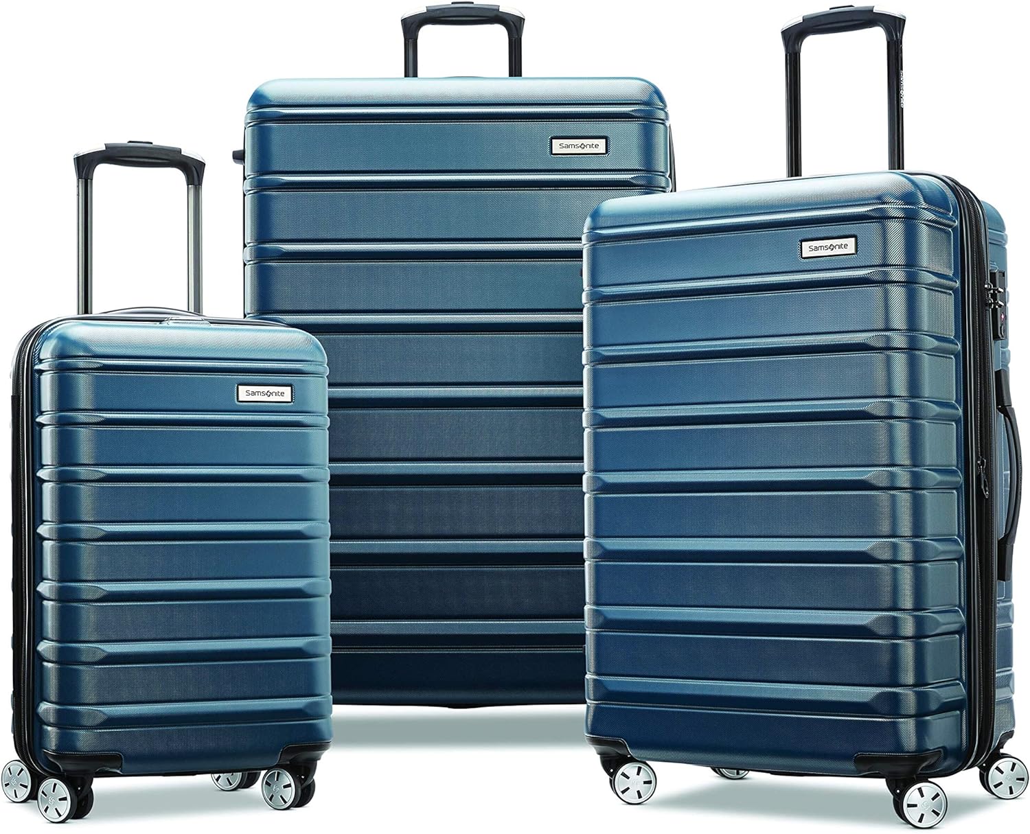 Samsonite Omni 2 Hardside Expandable Spinner Wheel Luggage, Checked Medium 24 in, Nova Teal