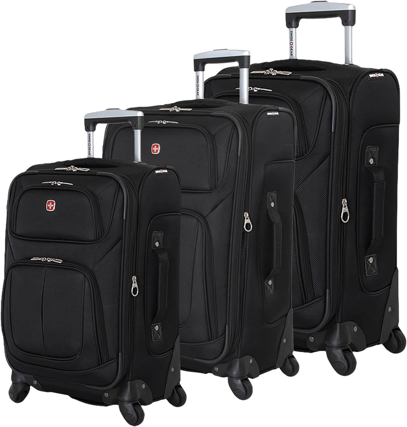 SwissGear Sion Softside Expandable Roller Luggage, Black, Checked-Medium 25-Inch