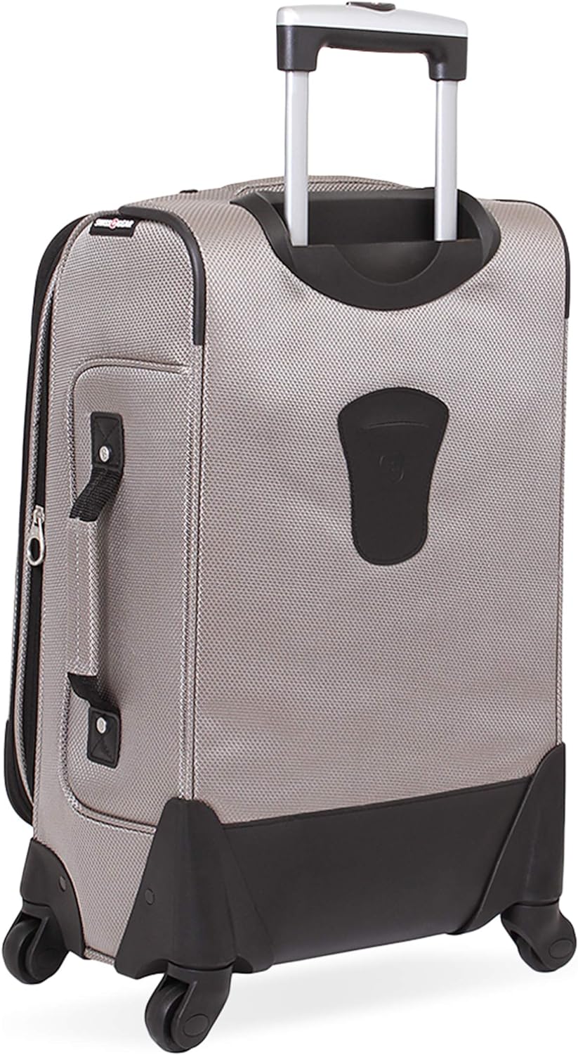 SwissGear Sion Softside Expandable Roller Luggage, Black, Checked-Medium 25-Inch