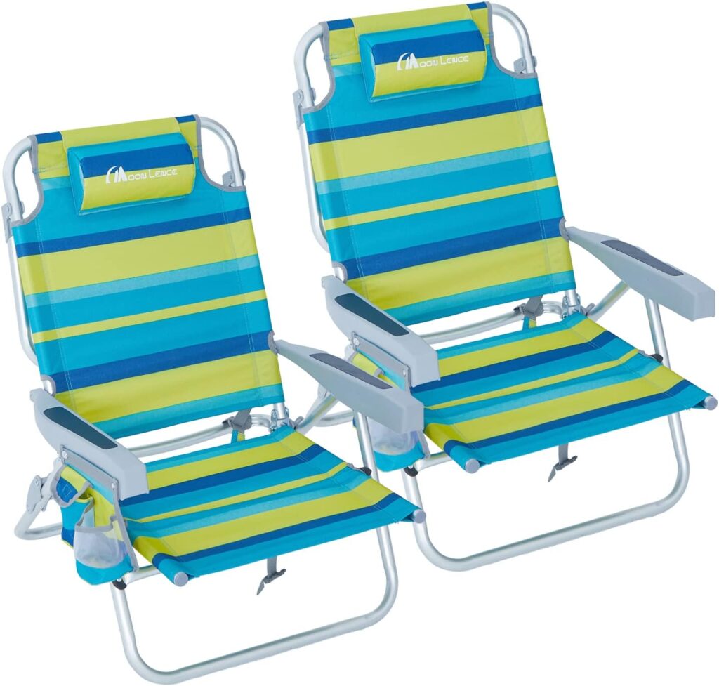 MOON LENCE 2 Pack Folding Beach Chairs with 5 Positions, High Recliner Chairs Lightweight Portable Folding Chair with Towel bar for Camp,Outdoor,Travel MOON LENCE 2 Pack Folding Beach Chairs with 5 Positions, High Recliner Chairs Lightweight Portable Folding Chair with Towel bar for Camp,Outdoor,Travel