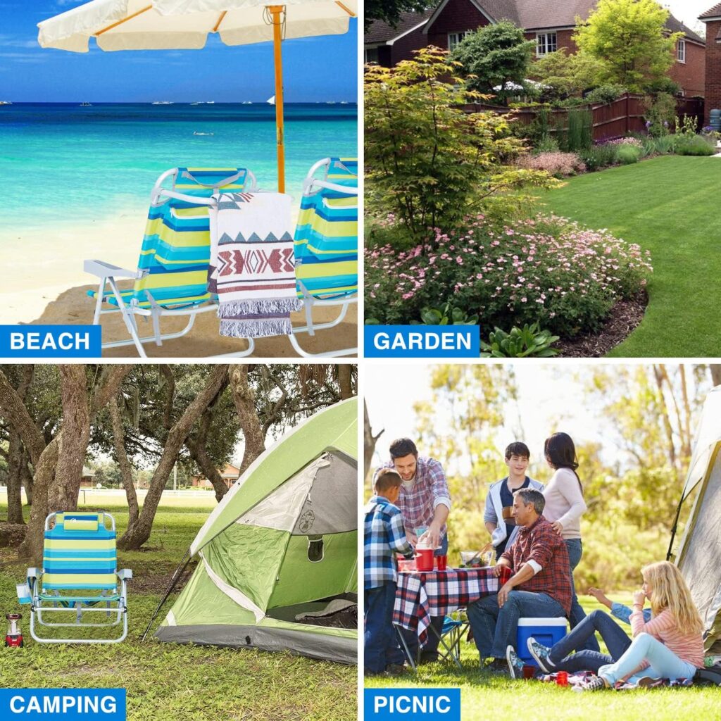 MOON LENCE 2 Pack Folding Beach Chairs with 5 Positions, High Recliner Chairs Lightweight Portable Folding Chair with Towel bar for Camp,Outdoor,Travel MOON LENCE 2 Pack Folding Beach Chairs with 5 Positions, High Recliner Chairs Lightweight Portable Folding Chair with Towel bar for Camp,Outdoor,Travel