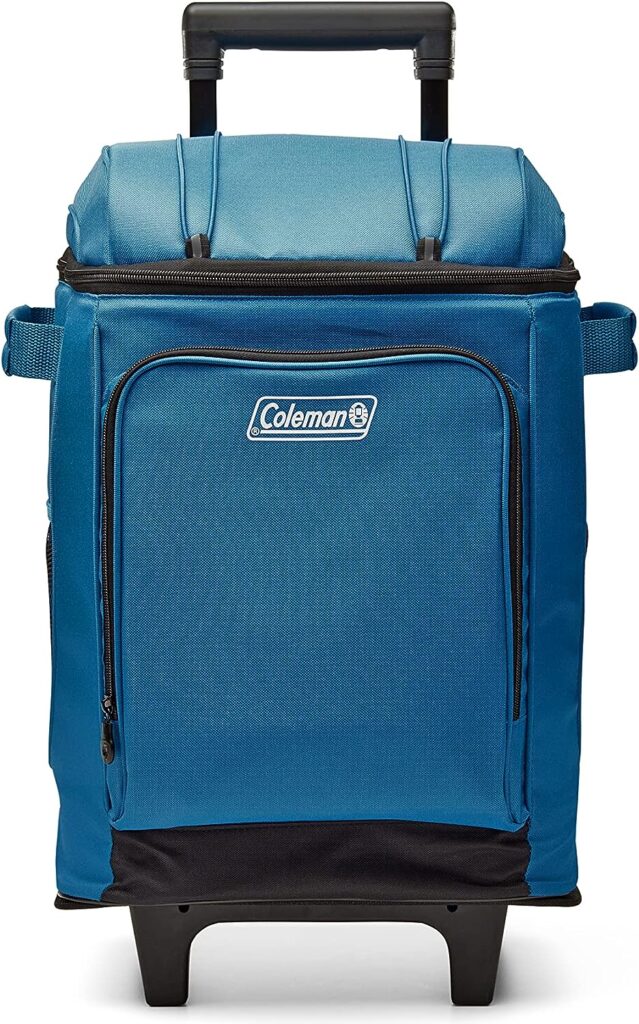 Coleman Chiller Series Insulated Portable Wheeled Soft Cooler, Leak-Proof 42 Can Capacity Cooler with Heavy Duty Wheels and Handle and Ice Retention Coleman Chiller Series Insulated Portable Wheeled Soft Cooler, Leak-Proof 42 Can Capacity Cooler with Heavy Duty Wheels and Handle and Ice Retention
