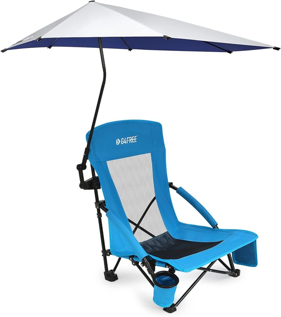 G4Free Beach Chair with UPF 50+ Adjustable Beach Umbrella, Universal Clamp Umbrella Folding Portable Backpack Camping Chair for Adults G4Free Beach Chair with UPF 50+ Adjustable Beach Umbrella, Universal Clamp Umbrella Folding Portable Backpack Camping Chair for Adults