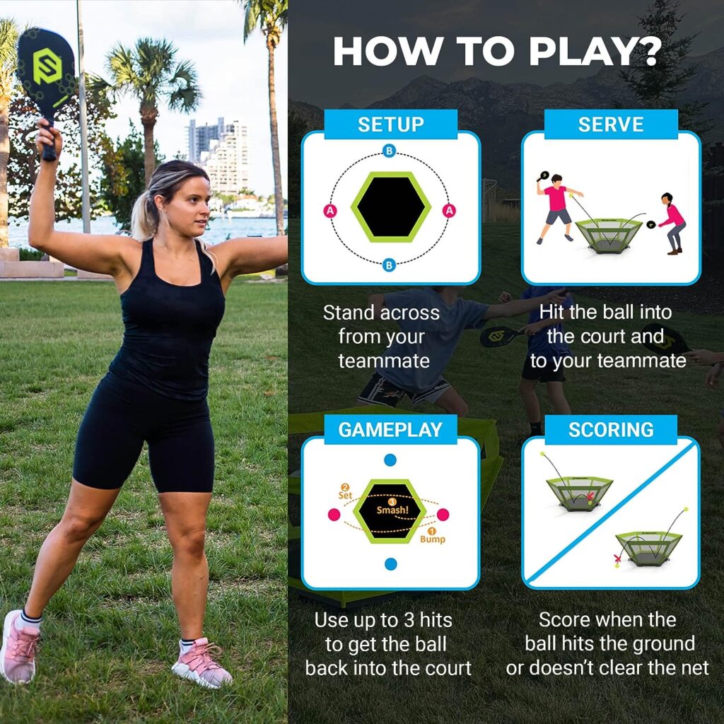 PaddleSmash - Outdoor Games - Yard Games - Beach Games - Outdoor Games for Adults and Family Comes w/ 4 Pickleball Paddles 2 Balls Court Case - Perfect for Backyard Beach Tailgate Lawn Games PaddleSmash - Outdoor Games - Yard Games - Beach Games - Outdoor Games for Adults and Family Comes w/ 4 Pickleball Paddles 2 Balls Court Case - Perfect for Backyard Beach Tailgate Lawn Games