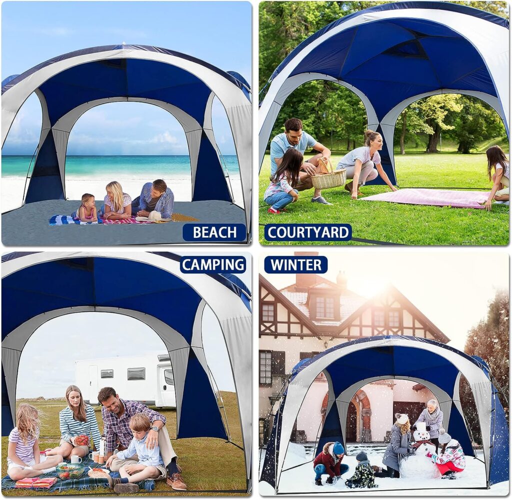 UNP Easy Beach Tent 12 X 12ft Pop Up Canopy UPF50+ Tent with Side Wall, Ground Pegs, and Stability Poles, Sun Shelter Rainproof, Waterproof for Camping Trips, Backyard Fun, Party Or Picnics(Blue) UNP Easy Beach Tent 12 X 12ft Pop Up Canopy UPF50+ Tent with Side Wall, Ground Pegs, and Stability Poles, Sun Shelter Rainproof, Waterproof for Camping Trips, Backyard Fun, Party Or Picnics(Blue)