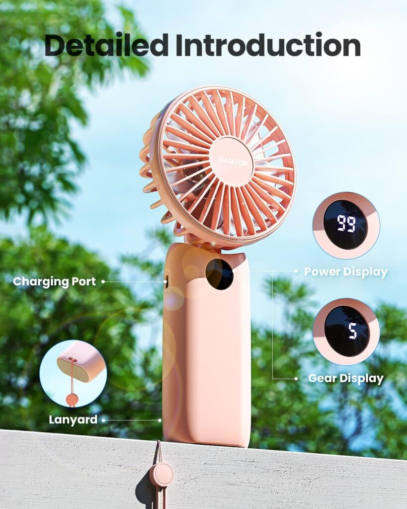 Gaiatop Portable Foldable Small Fan, Mini Hand Held Fan with USB Rechargeable 2000mAh Battery, Eyelash Fan for Girls, Travel For Women, Outdoor, White Gaiatop Portable Foldable Small Fan, Mini Hand Held Fan with USB Rechargeable 2000mAh Battery, Eyelash Fan for Girls, Travel For Women, Outdoor, White