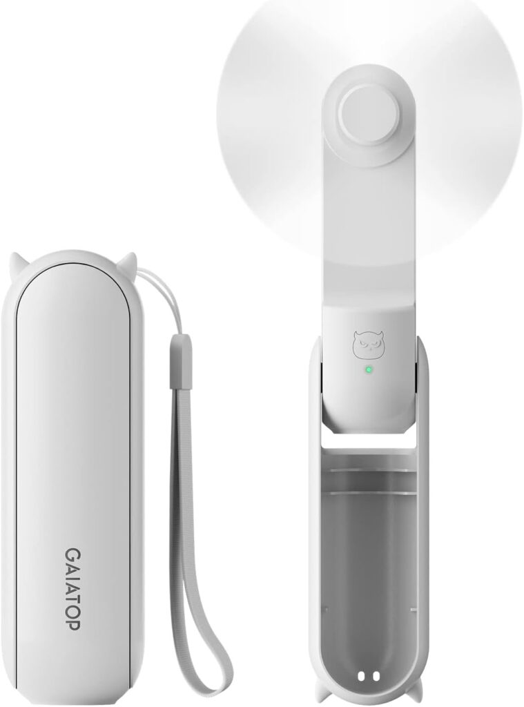 Gaiatop Portable Foldable Small Fan, Mini Hand Held Fan with USB Rechargeable 2000mAh Battery, Eyelash Fan for Girls, Travel For Women, Outdoor, White Gaiatop Portable Foldable Small Fan, Mini Hand Held Fan with USB Rechargeable 2000mAh Battery, Eyelash Fan for Girls, Travel For Women, Outdoor, White