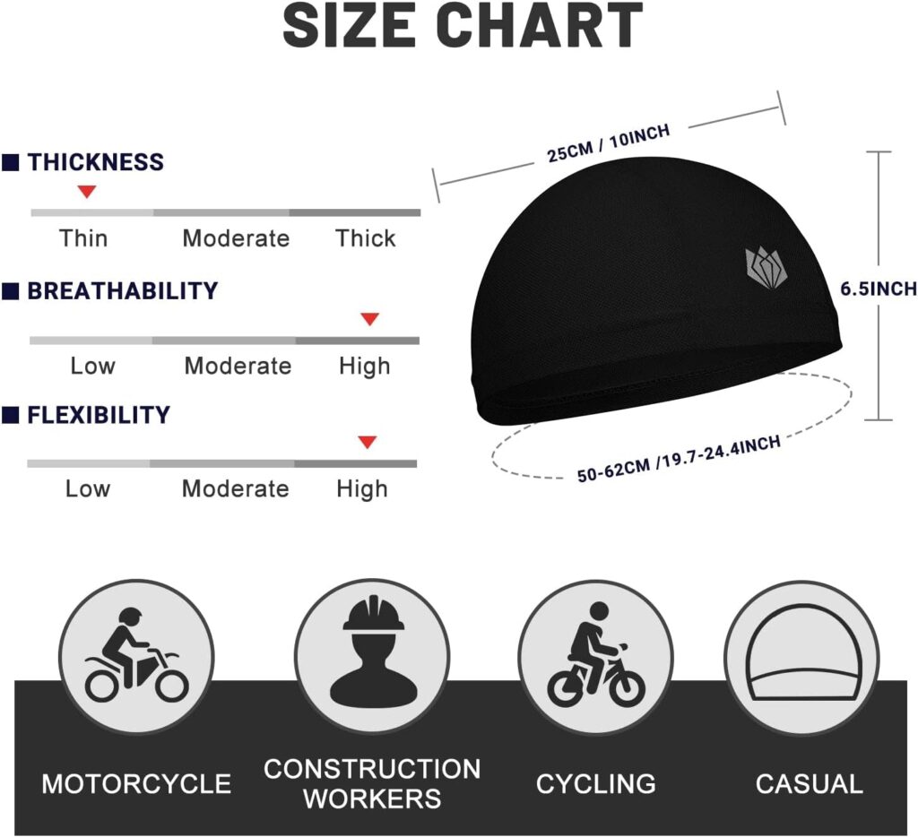 FitsT4 Active Sweat Wicking Bike Helmet Liner Cycling Skull Cap with UPF 50+ Sun Protection Mesh Cooling for Women Men FitsT4 Active Sweat Wicking Bike Helmet Liner Cycling Skull Cap with UPF 50+ Sun Protection Mesh Cooling for Women Men