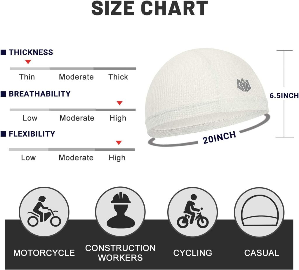 FitsT4 Active Sweat Wicking Bike Helmet Liner Cycling Skull Cap with UPF 50+ Sun Protection Mesh Cooling for Women Men FitsT4 Active Sweat Wicking Bike Helmet Liner Cycling Skull Cap with UPF 50+ Sun Protection Mesh Cooling for Women Men