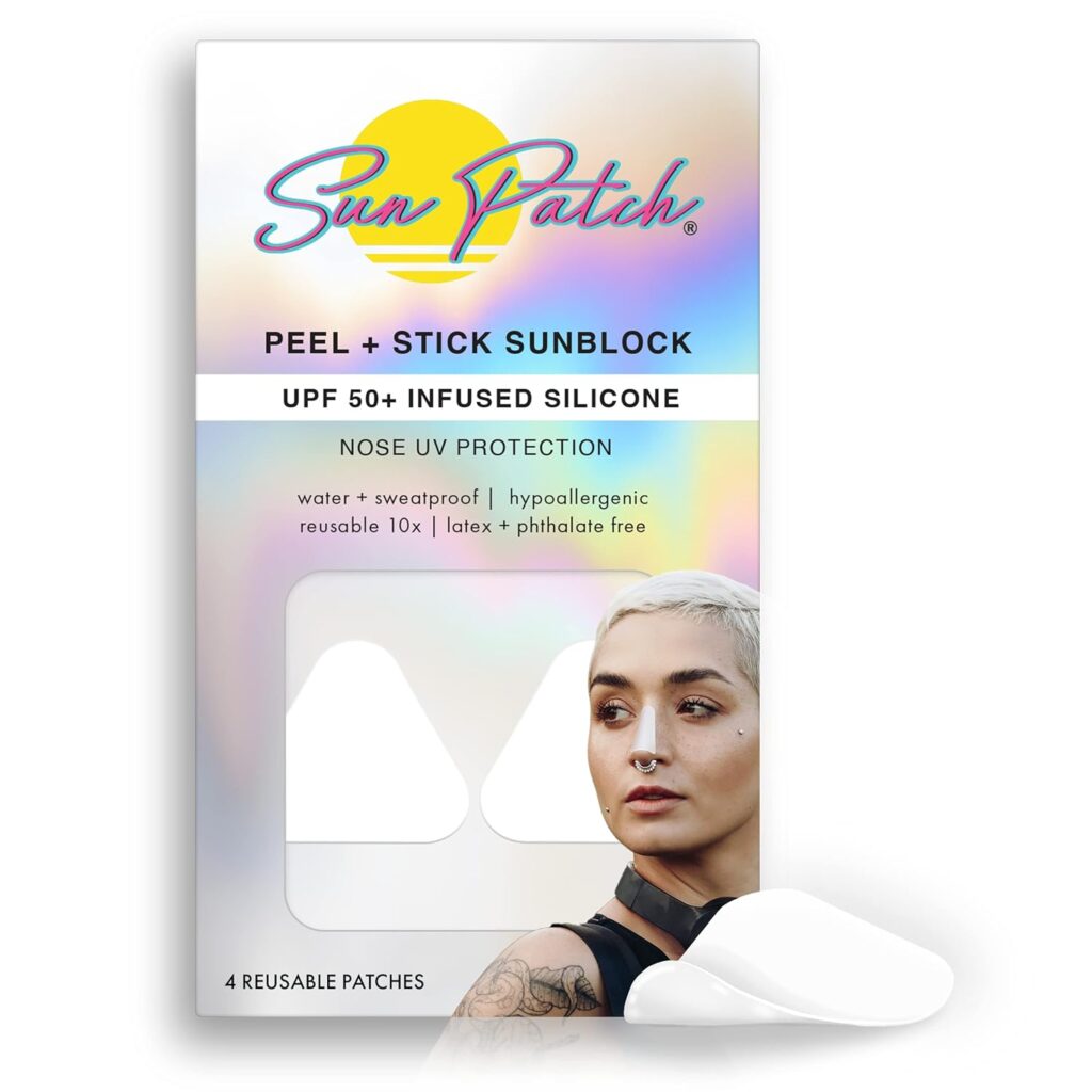 Sun Patch, Reusable Sun Screen Silicone Patches for UV Protection  Face Sunscreen, Sun Face Patches For Sun Exposure, (1 Pack/4 Nose Shapes) (White) (Golf, Surf, Swim, Ski  Snow, Outdoors)