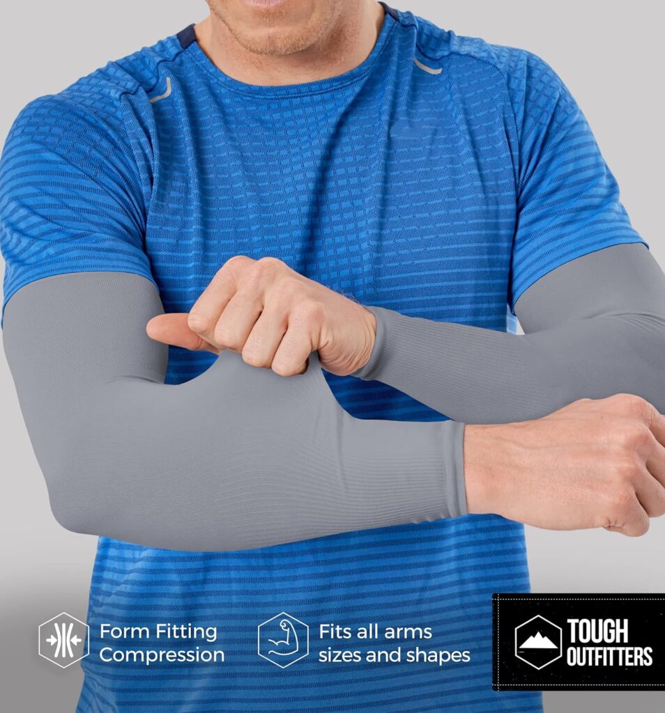 Tough Outdoors Sun Protection Arm Sleeves for Men Women - UV Sleeves - Sun Sleeves for Golf - Cycling - Football Sleeves Tough Outdoors Sun Protection Arm Sleeves for Men Women - UV Sleeves - Sun Sleeves for Golf - Cycling - Football Sleeves